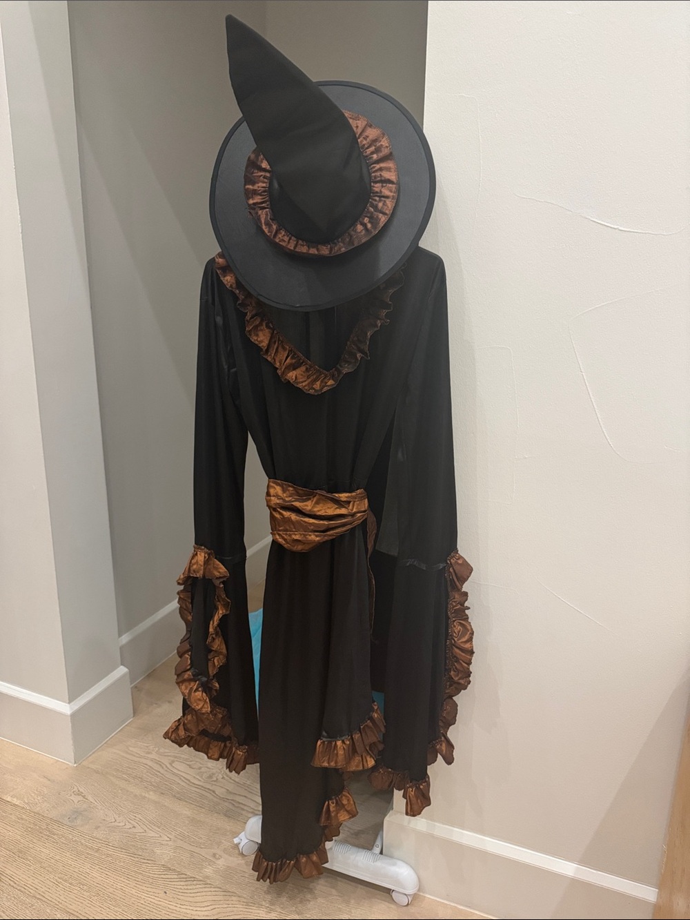 Women’s Plus Size Black and Copper Witch Costume with Hat